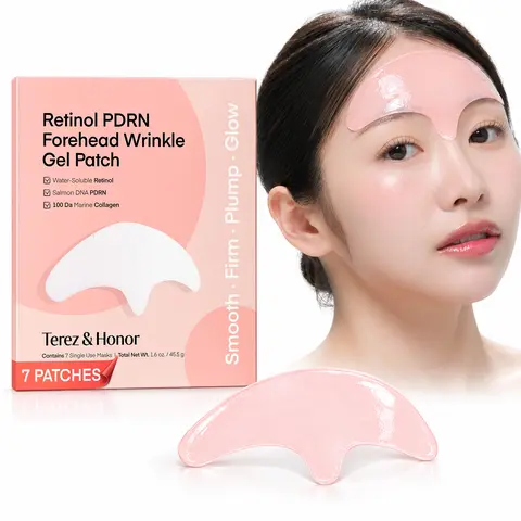 Terez & Honor Retinol PDRN Forehead Wrinkle Patches - Korean Hydrogel Mask for Forehead & Between Eyes, Smooths Fine Lines, Firms & Hydrates with Collagen, Peptide, Fragrance-Free, 7 Sheets