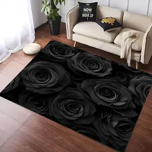 Rose Pattern Floor Mat, Non-slip Floor Carpet, Floral Area Rug, Decorative Area Rug for Living Room & Bedroom & Study Room, Elegant Home Decor Accessories