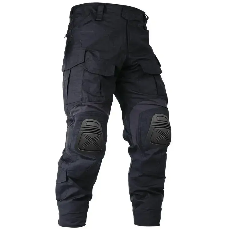 man Outdoor pants with knee pads, camouflage work pants, waterproof hiking pants, 10 pockets (without waistband)