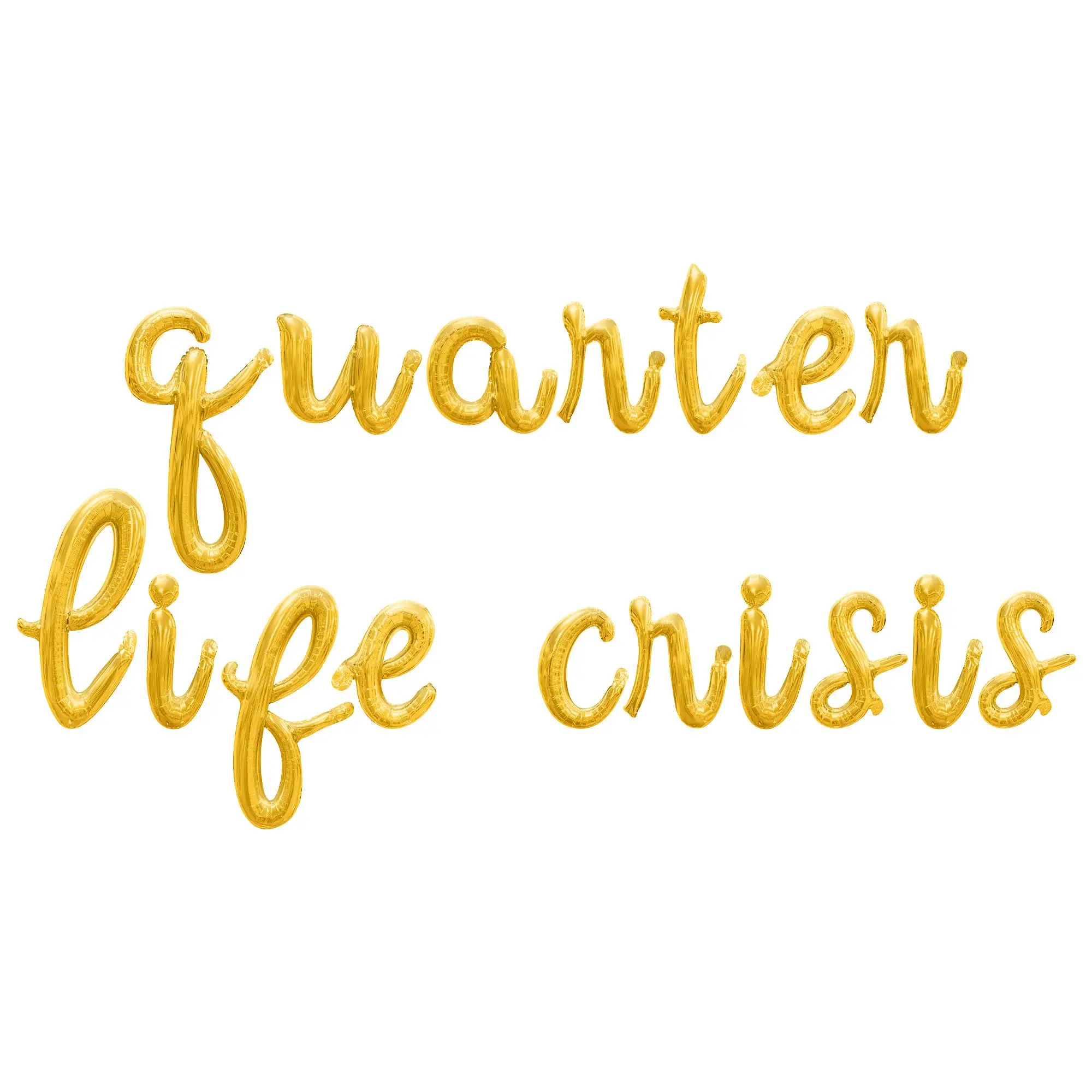 Cursive Script Letter Balloons - QUARTER LIFE CRISIS 16" Inch Alphabet Letters Foil Mylar Balloon 25th Birthday Party Banner