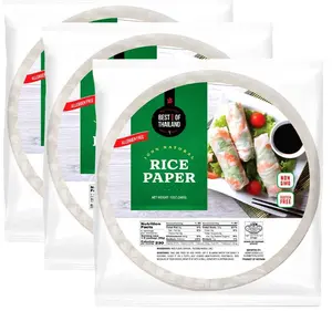 Best of Thailand [Round] White Rice Paper Wraps 3 Pack | Perfect for Fresh Spring Rolls & Dumplings | Non-GMO, Gluten-Free, Vegan & Paleo | Kosher for Passover Kitniyot