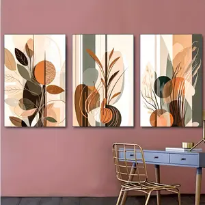 Canvas Decorative Art Prints 3-Piece Set, with Wooden Frame Poster, Abstract Geometric Art, Suitable for Bar, Living Room, Cafe, Home and Dorm Wall Decoration