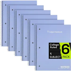 Spiral Notebook for School 6 Pack, 1 Subject, College Ruled Paper, 70 Sheets, 3 Hole Punched, 8" x 10-1/2", Lined Note Book Bulk, Writing Journal for Note Taking, Work, Cornflower Blue