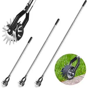 Manual Wheel Rotary Edger, Durable 4-Section Stainless Steel Lawn Edging Tool, Ideal for Landscaping & Garden Maintenance, 67 Inch Long
