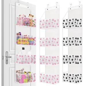 Door Back Hanging Storage Bag, 1 Count 4 Pockets Door Hanging Storage Organizer, Space Saving Storage Solution for Clothes, Towels and Accessories, Home Organizer, Hangable