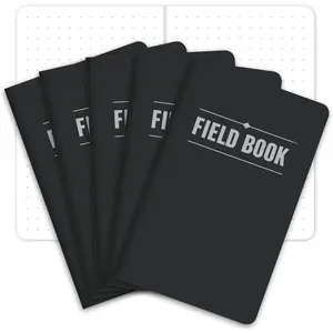 Field Notebook/Pocket Journal - 3.5"x5.5" - Black - Dot Graph Memo Book - Pack of 5