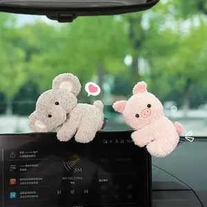Cute Car Dashboard Computer Monitor Doll Decorative Items Stress Relief Plush Penguin Pig Elephant Clamps Cartoon Style 100g Plush Pendant