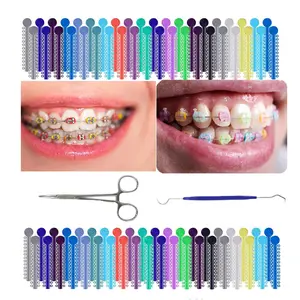 2080 Pieces Multi-Color Orthodontic Ligatures with DIY Tools, Braces Rubber Band Tool Set, Colorful Orthodontic Ligature Ties, Easy to Use for Teens Adults Daily Wear & Parties