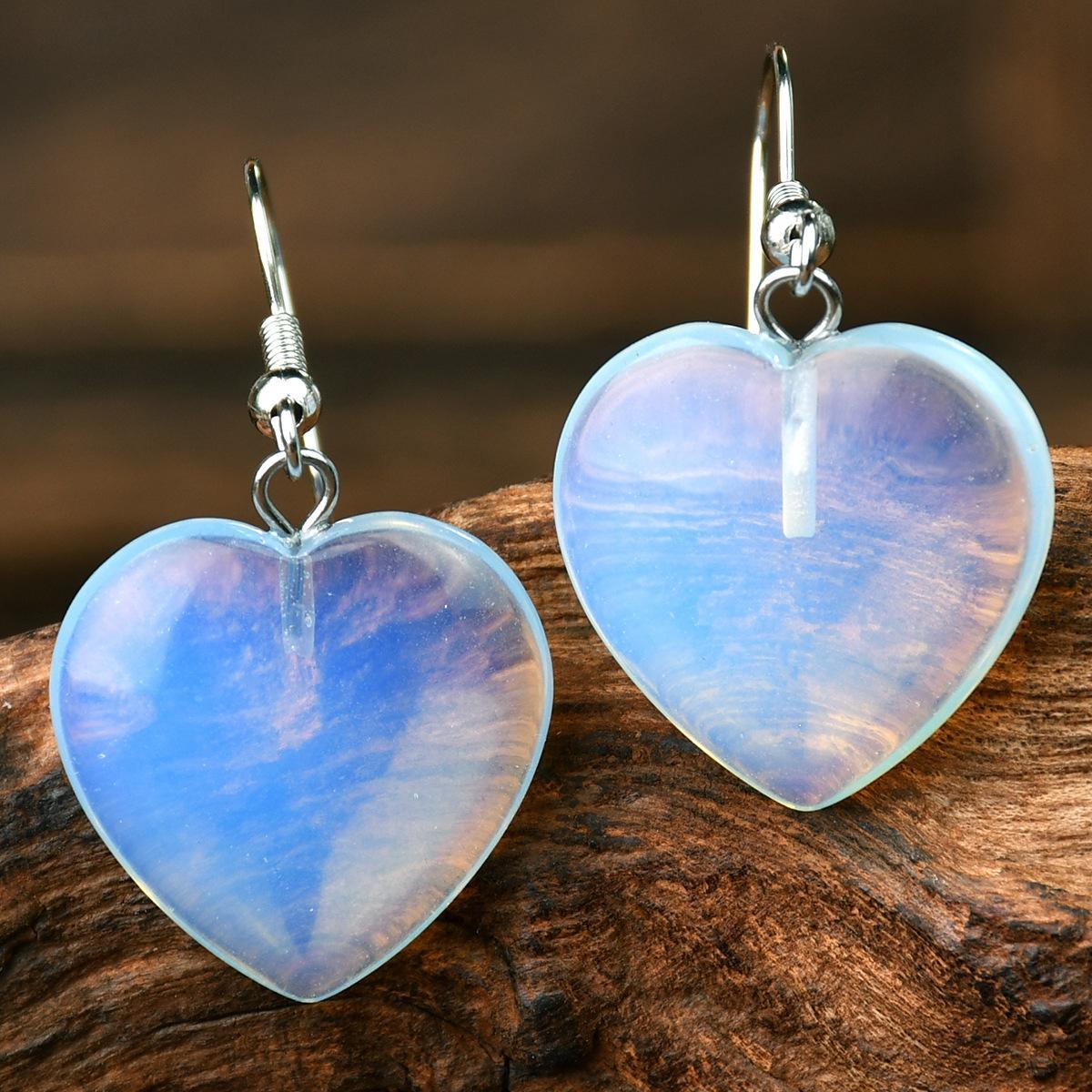 Natural Stone Heart-Shaped Earrings, Unique Women’s Earrings, Fashionable and Elegant Gift for Valentine’s Day