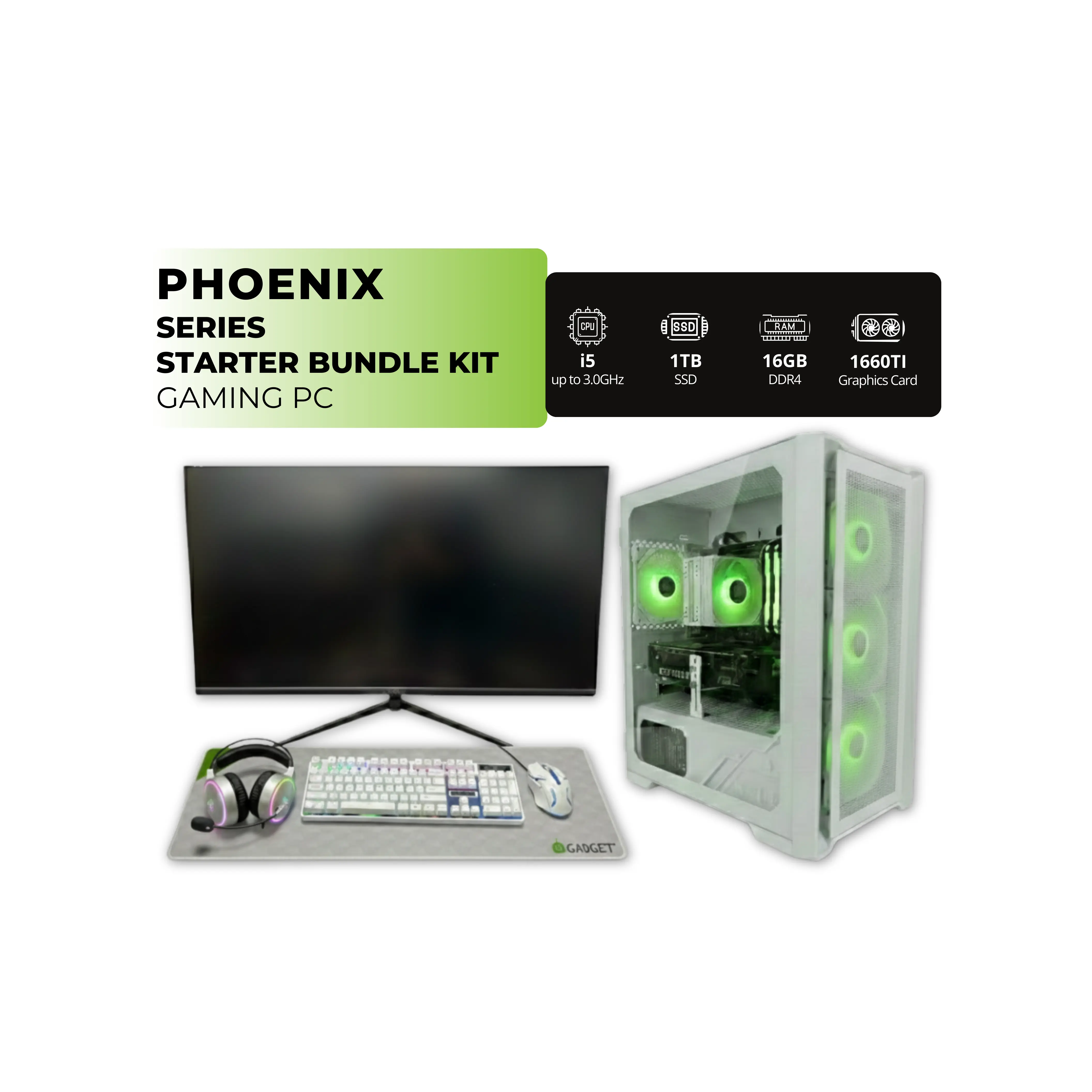 ~The Phoenix Starter Kit Bundle~ Gaming PC Desktop VR Gaming Capable| Powered by i5-8500 @3.0 GHz CPU, Nvidia 1660 TI Graphics Card|16GB DDR4 RAM, 1TB SSD, WiFi Ready + Windows 11 Pro