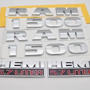 Horns & Accessories RAM 1500 5.7 Liter Letters and  Logo Emblem Set Silver