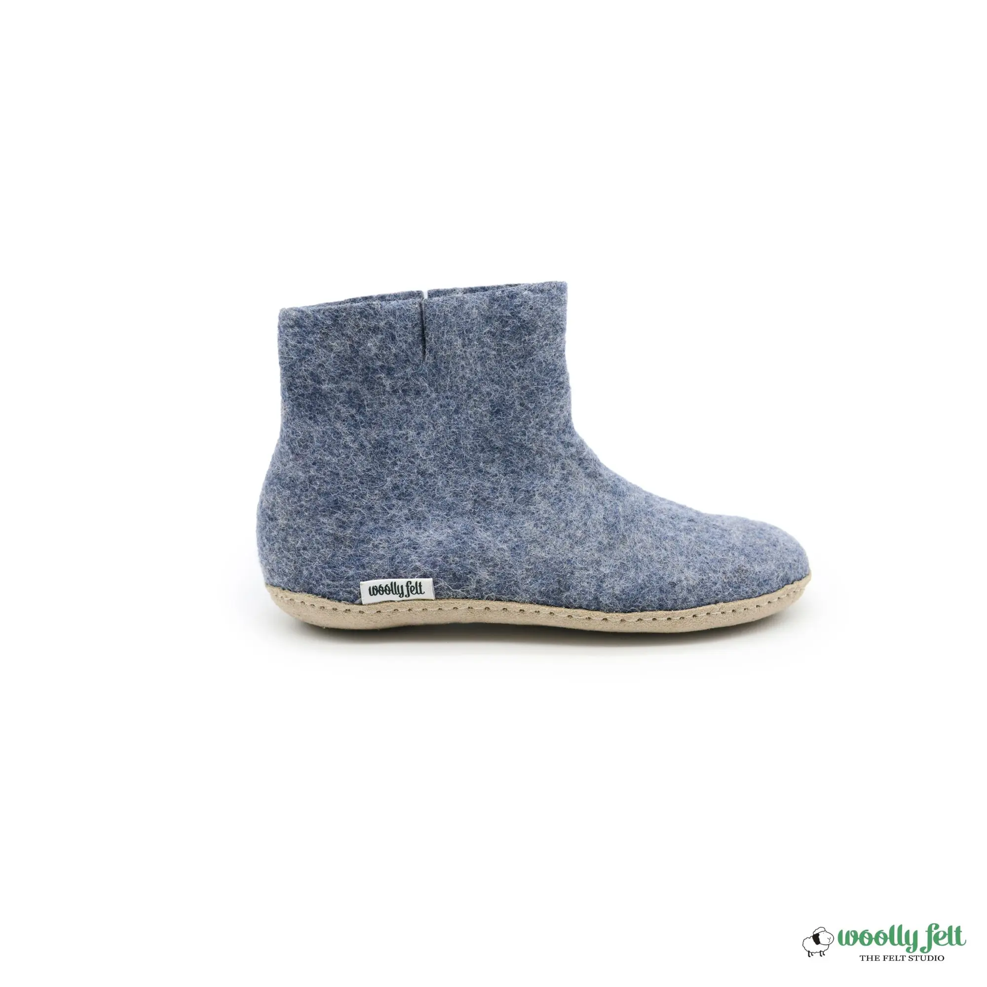 Felt Denim Booties Wool Felt Low Boot Wool Felted Warm Ankle Boot House Slippers Wool and Handmade Ideal For Indoor Wear