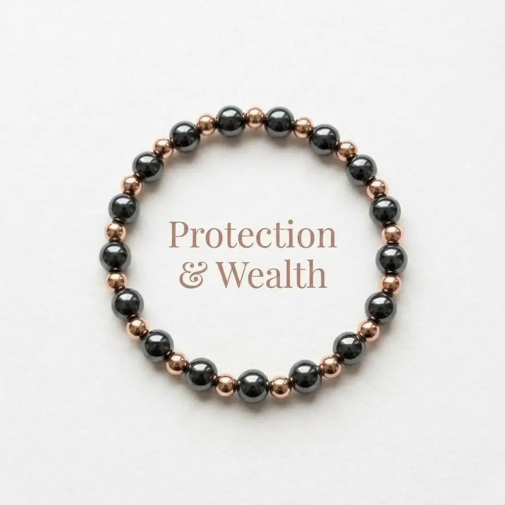 Adjustable Copper Magnetic Bracelet with Hematite, Casual Unisex Jewelry for Daily Wear Featuring 3500 Gauss Magnets, Adjustable Design, Beads, Magnetic Beads, Energy Protection, 7-7.5 Inches, Copper Metal, Wealth Attraction, Copper With Embedded Magnets