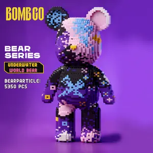Bombgo Pixel Bear Building Block Bombgo Bear Series Graffiti Powder Purple Large Bear 5400 pcs Educational Fun Toy for Kids Family Bonding Birthday Christmas Gift BlackFriday