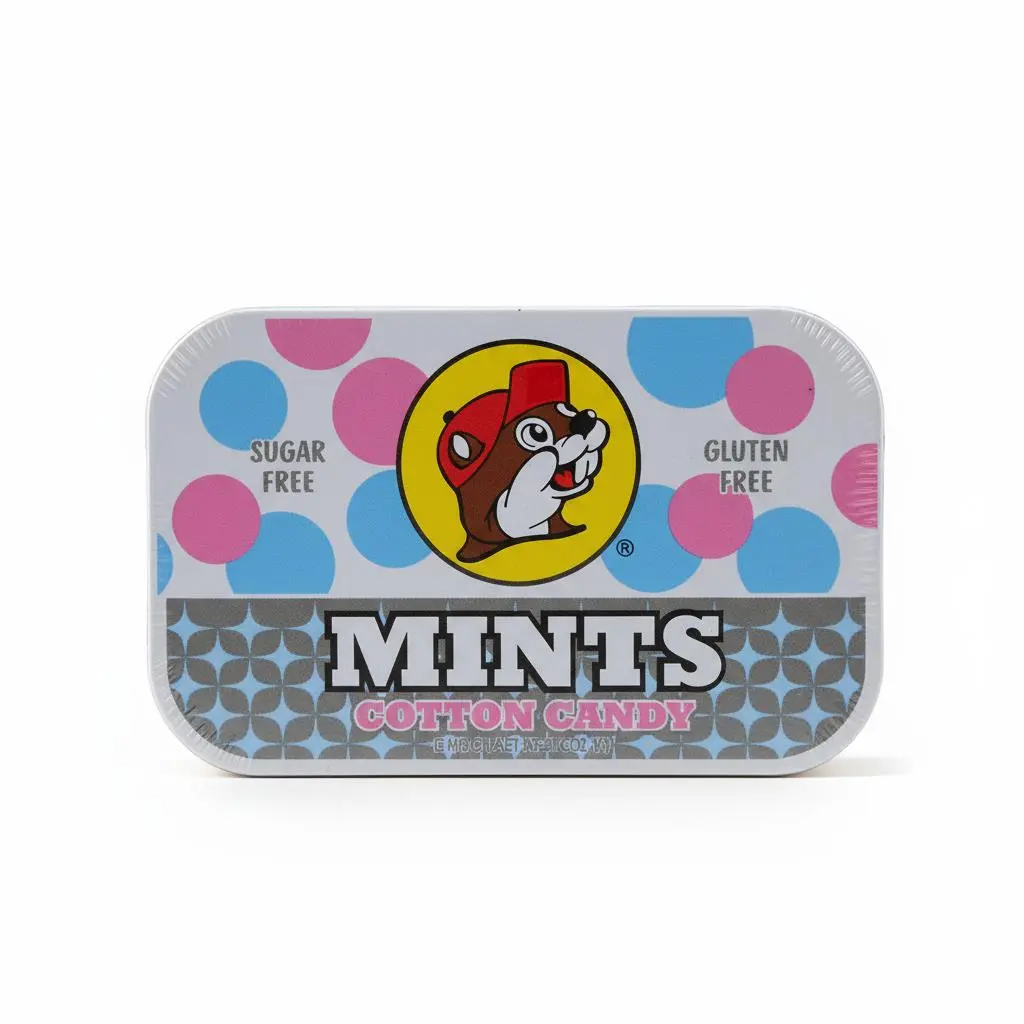 Buc-ee's Cotton Candy Mints Sugar-Free Gluten-Free Refreshing Breath Mints for Quick Pick-Me-Up Perfect for Travel Daily Use US - Sweet, Bonbon, Snack