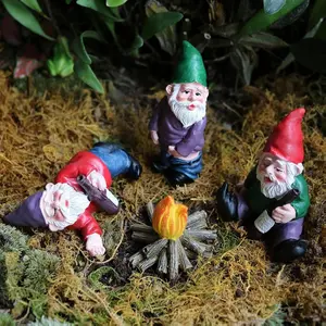 Miniature Garden Gnome Set, Wizard Gnome 3D Dwarves Fairy Garden Gnome Statue Kit, Mini Outdoor Sculpture Garden Figurine Decoration for Lawn Yard Balcony Porch Patio