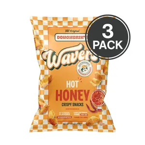 WAVERS by Doughbrik's Snacks, Hot Honey Flavor 4.5 oz Bags, Crispy Crunchy Texture Perfect Anytime Snack Made in the USA