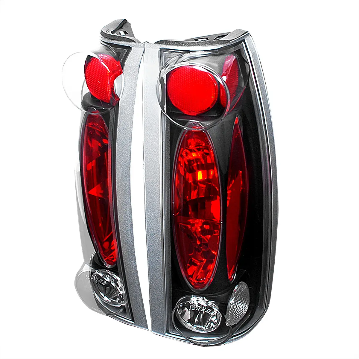 1988-2000 Chevrolet C/K C10/Silverado/Tahoe/Suburban GMC Sierra/Jimmy/Yukon Tail Lights (Matte Black Housing/Clear Lens)