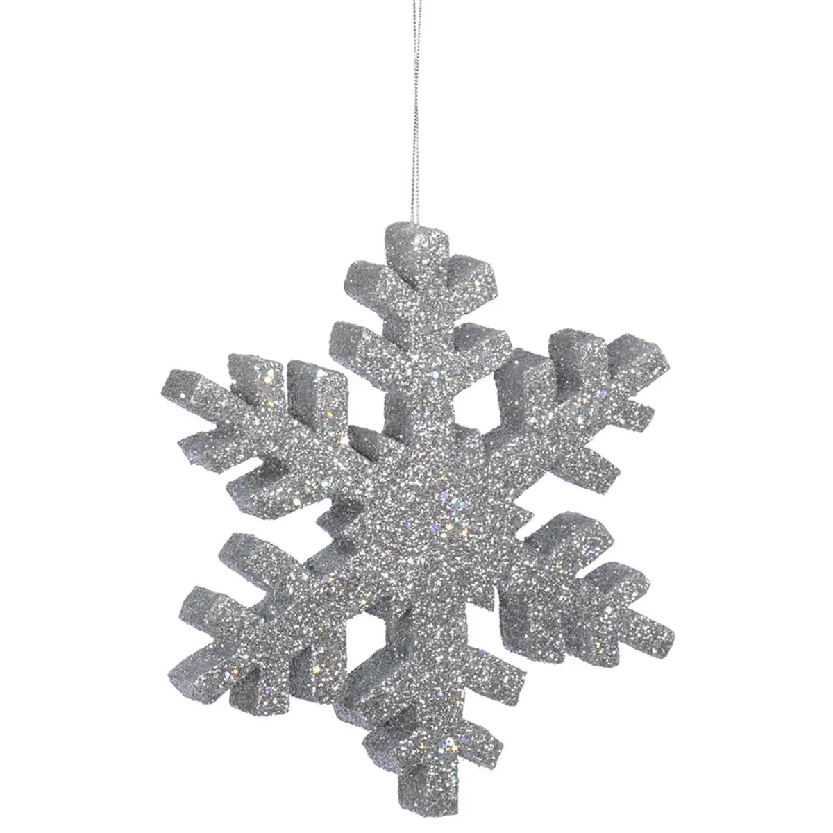 212 MAIN 36 in. Silver Glitter Snowflake Christmas Decoration - Hangable Outdoor Festive Ornament, Outdoor Decor for Home Supplies