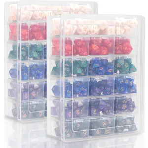 Plastic Dice Storage Display Case Holds 210 Dice, 18 Boxes Each Hold up to 12 Dices, Transparent Dice Case for DnD D&D RPG Games Great for Dice Collectors, 2-Pack
