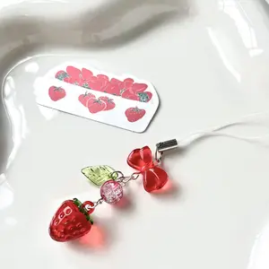 Cute Cherry & Strawberry Design Mobile Phone Chain, 1 Count Cute Short Phone Lanyard, Phone Strap for Women & Girls, Phone Charms, Fashion Phone Accessories, Phone Decoration