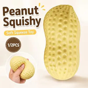 Peanut Squishy Toy, Soft Squeeze Food Fidget Toy, Slow Rising Stress Relief Desk Toy, Stress Relief Tool for Kids & Adults 1/2PCS