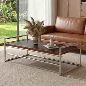 50" Flip Top Convertible Coffee Table, Modern Reversible Lift-Top Center Table with MDF Tabletop & Metal Frame, Multi-Use Space-Saving Coffee Table for Living Room, Apartment or Lounge