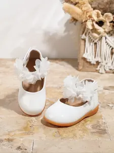 Girls' Mary Jane PU Leather Flat Shoes, Bow Design, Casual Daily Wear, Dance Party, All Seasons, Size 3+, Comfortable Tpr Sole