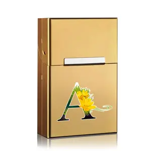 Aluminum Cigarette Case, Magnetic Seal, Waterproof, Floral & Letter Patterns, Durable & Stylish Accessory for Smoking Essentials