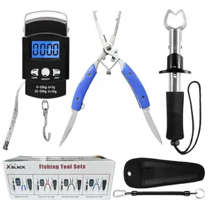 Fishing Tool Kit Fishing Pliers Fish Gripper Fishing Scale Fish Grip Tools Set Saltwater Resistant Fishing Gear (Simple Set - A)