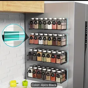 4pcs Strong Magnetic Adjustable Storage Shelves - No-Punch Kitchen Refrigerator & Washing Machine Organizers, Wall-Mounted Kitchen & Coffee Bar Accessories