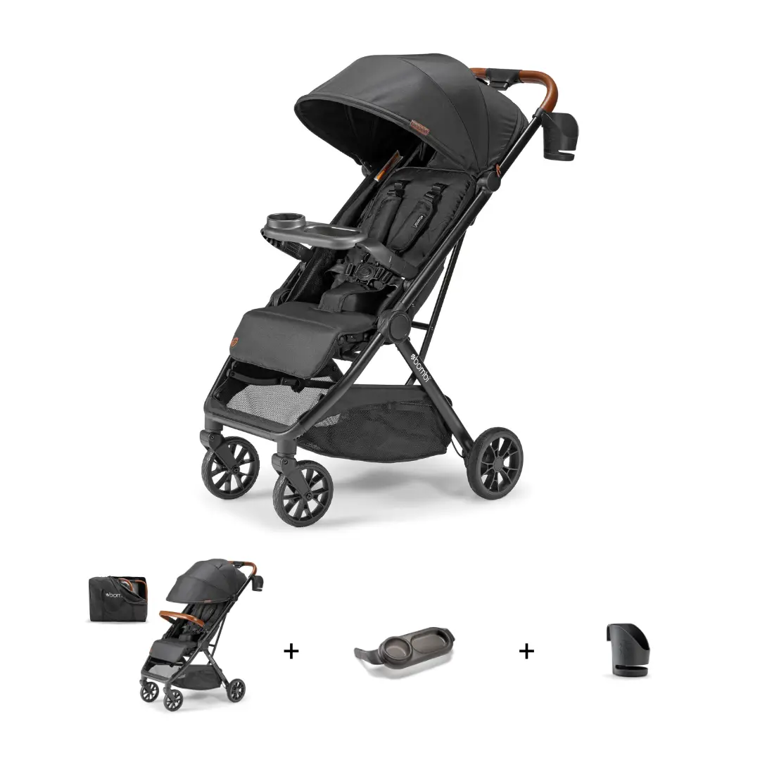 Bombi Bēbee Lightweight Stroller Snack Bundle - Includes stroller snack tray, Lightweight, compact stroller for travel, stroller cup holder, theme par