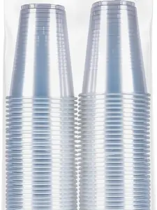 Disposable Clear Plastic Cups - Small, 9oz, 100 Count for Home & Festive Party Supplies