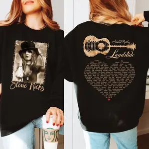 Stevie Nicks Landslide Guitar Song Heart Lyrics Shirt, Two-Sided Vintage Rock Tee, Fleetwood Mac Inspired Music Shirt, Retro 70s Classic Rock Apparel