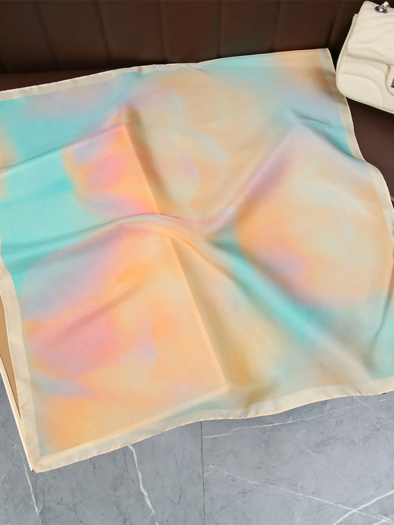 Macaron Gradient Scarf, Sweet Cool Personality Multifunctional Summer Shawl, Versatile Bandana, Colorblock Border Headscarf, Commute Travel Decorative Hijab