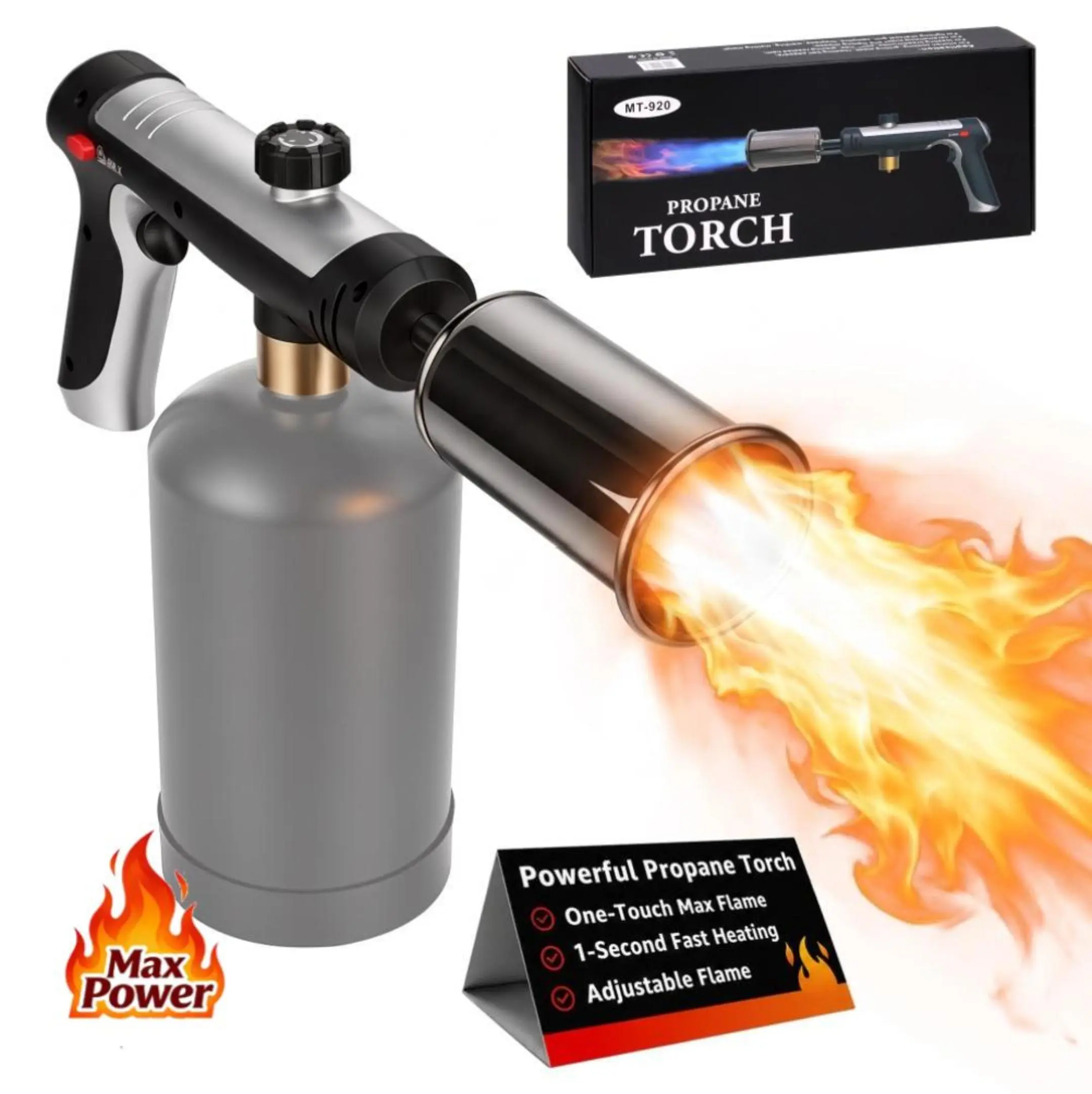 RIFPOD Powerful Propane Torch(Propane Tank Not Included),Outdoor Cooking Spray  Adjustable Flame, One-button Start Maximum Heat,Suitable Outdoor Weeding,BBQ, Campfires ,  Excellent Gift Christmas and New Year with Mens