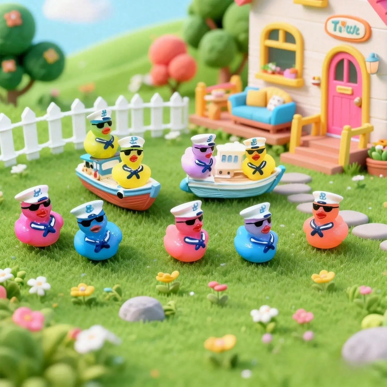 10/20/30pcs Mini Resin Ducks, Mini Resin Sailor Cruise Ducks with Sunglasses Tiny Resin Figures Duck Resin Ducks Miniature Decorative for Micro Landscape Garden Home Decor Garden Accessories