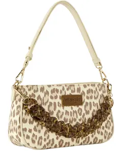 Wrangler Women's Leopard Print Shoulder Bag With Chain Detail - Wg474-8633 Tn