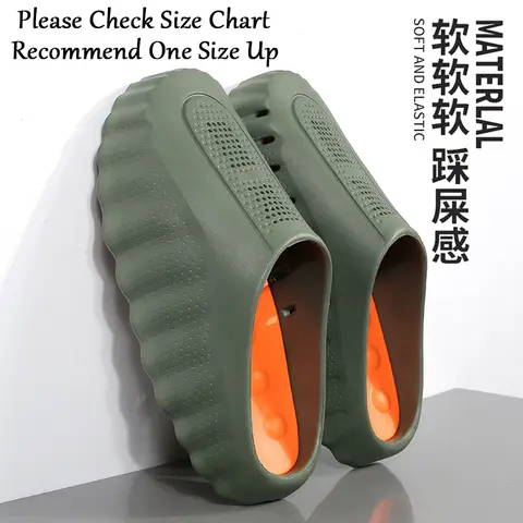 MIND 001 Men's Thick-Cushioned Acupoint Massage Round Toe Flip Flop Shoes - Anti-Slip Dot Pattern EVA Sole, Drainage, Waterproof, Breathable Recovery Slippers, Plus Sizes for Indoor Shower, Outdoor Beach