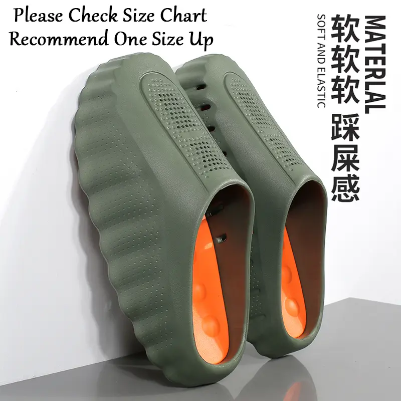 MIND 001 Men's Thick-Cushioned Acupoint Massage Round Toe Flip Flop Shoes - Anti-Slip Dot Pattern EVA Sole, Drainage, Waterproof, Breathable Recovery Slippers, Plus Sizes for Indoor Shower, Outdoor Beach