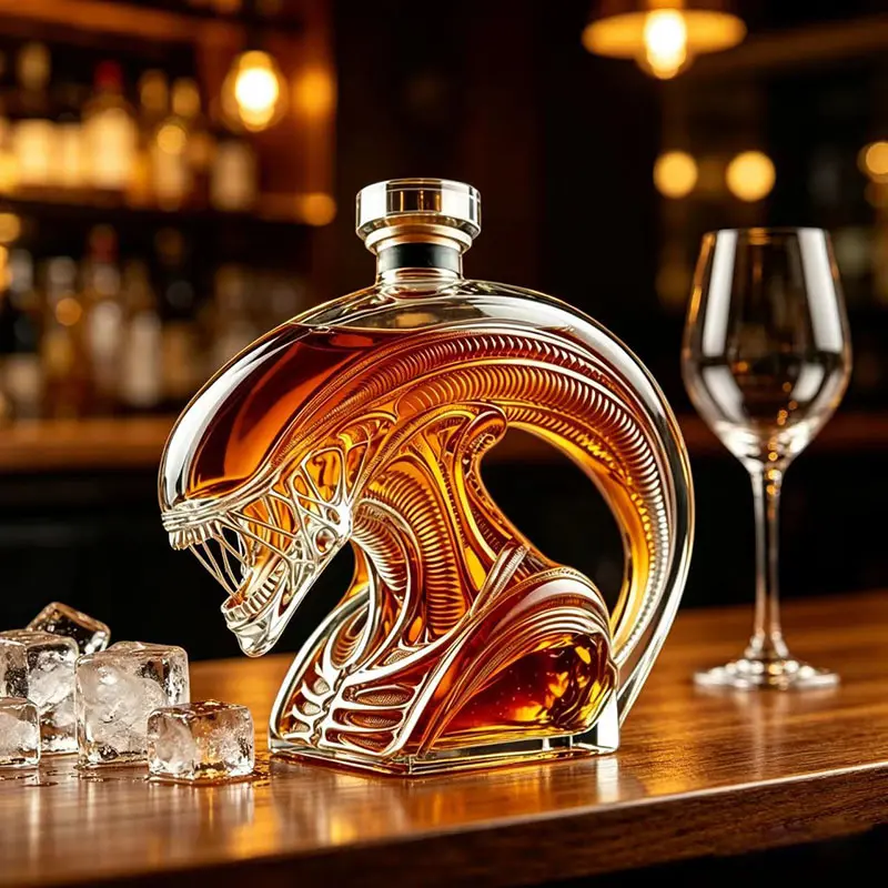 Creative 3D Unique Shaped Decanter, High Borosilicate Glass Wine Bottle, Whiskey Bottle, Perfect for Artistic Display And Collection, Promotional Event Tasting Drinkware, Home Decor, Home Restaurant Drinkware, Outdoor Party Whiskey Bottle