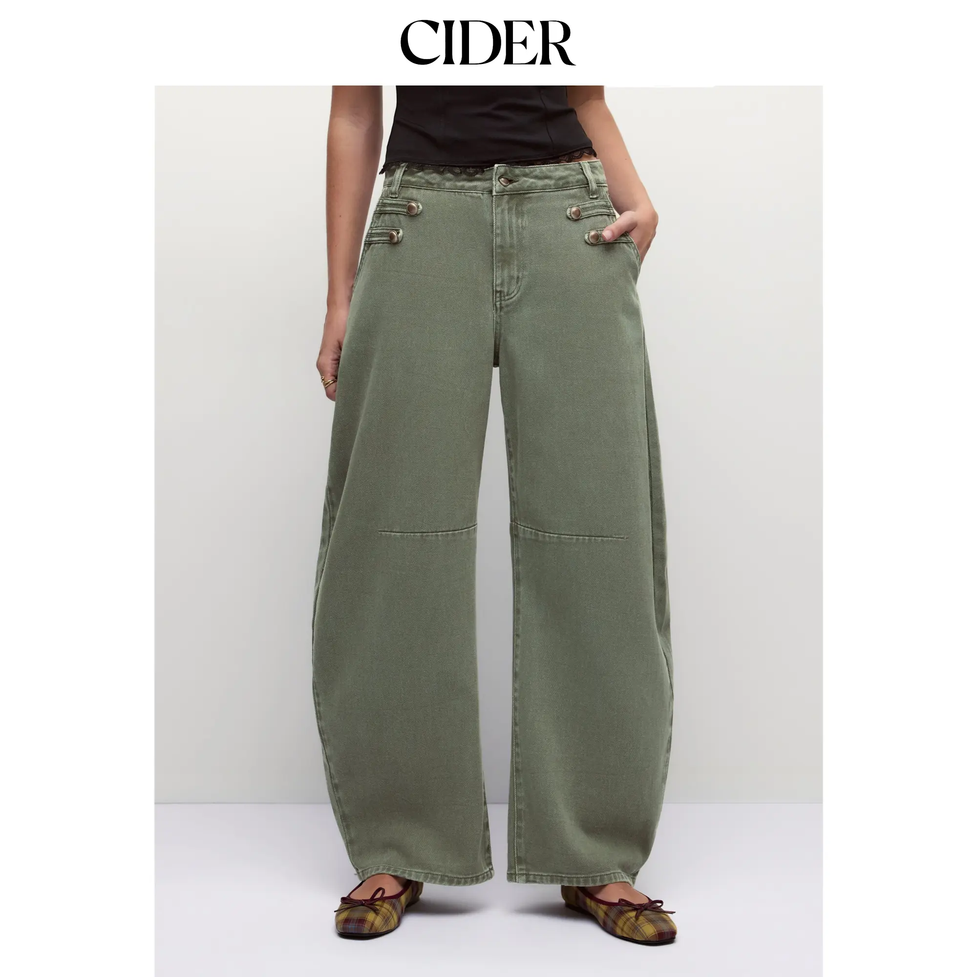 Cider Women's High-Waisted Big Picture Denim Jeans, Casual Daily Bottoms
