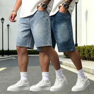 2026 summer new men's loose and versatile fashion jeans, three-quarter length casual shorts