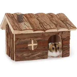 Hamster Wood House Hamster Hideout Hut for Dwarf Hamsters Mice Small Gerbils (Medium)