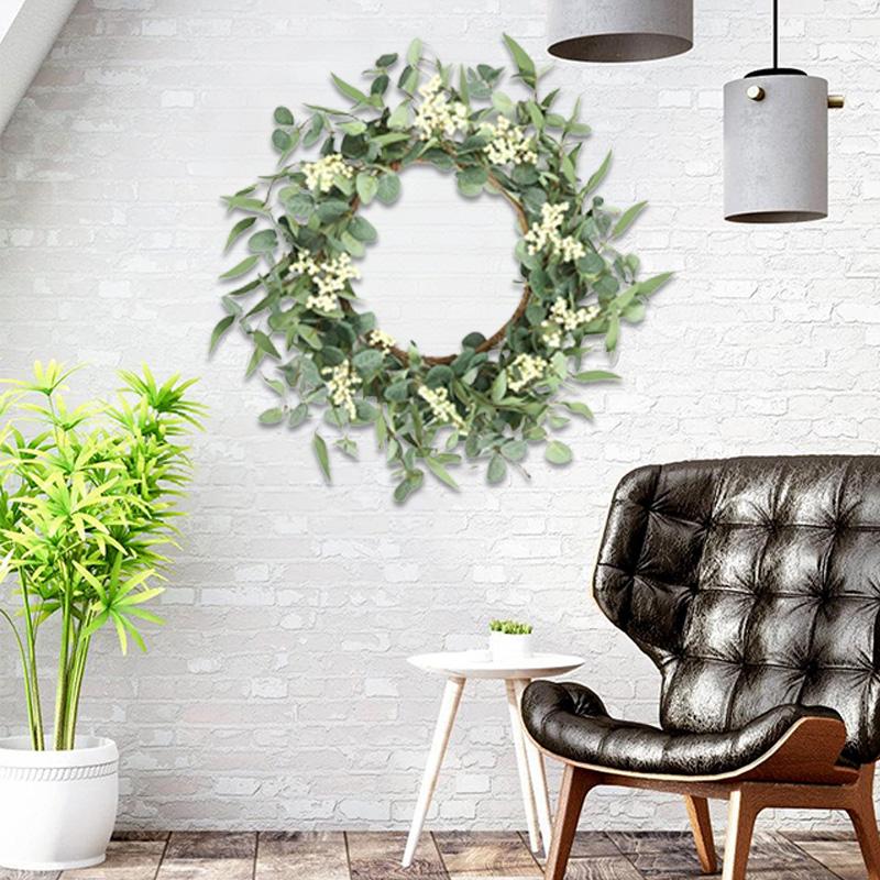 1pcs Timeless White Peony Wreath with Green Leaves – Versatile Fall and Winter Wreath for Halloween, Thanksgiving, Christmas | Sturdy Plastic Outdoor Holiday Decor