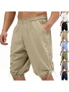 Men's Summer Linen Casual Hawaiian High Street Hip-Hop Loose Harlan Drawstring Shorts, Cross-Border American Style, Comfortable and Stylish