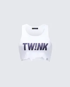 Maxine White Graphic Cut Off Tank