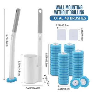 2 Pack Disposable Toilet Brush and Holder Set,Extended Handle with 48 Cleaner Refills Toilet Brush for Toilet Bowl Cleaners,Bathroom Cleaning, Bathtub - Blue (Ocean Fresh Scent)