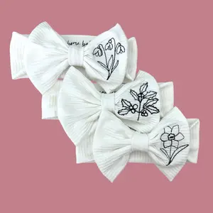 Birth Month Flower Custom Bow Headband