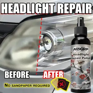 Car Headlight Repair Liquid, Pe Polyethylene Material, Ca Prop 65 Compliant, No Harmful Chemicals, Effective Car Light Restoration Solution, Headlight Polishing Agent